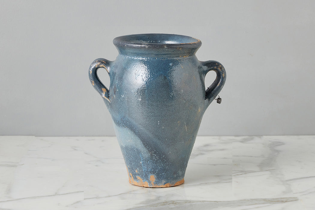 Found Amphora Ceramic Vase, Medium, Blue-Green