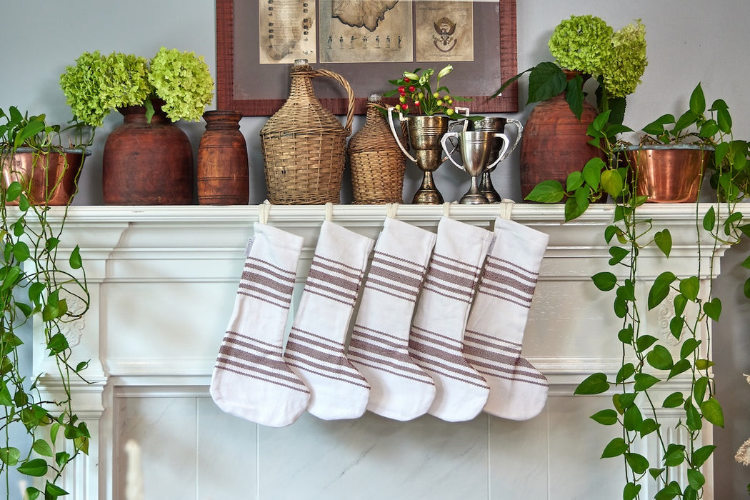 Holiday Stocking, Vintage Merlot Red Stripe, Set of 2