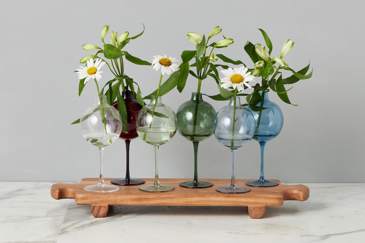 Navy Wine Glass Vase, Medium