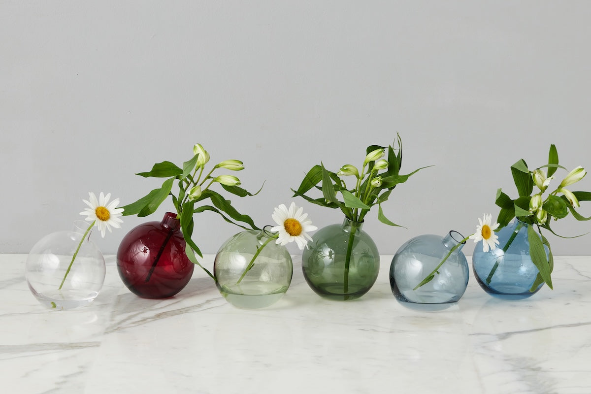 Glass Sphere Bud Vase, Navy Blue