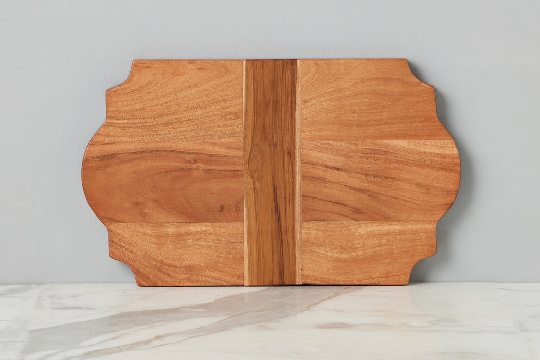 Trefoil Wood Cheese Board Charger, Natural, Set of 2