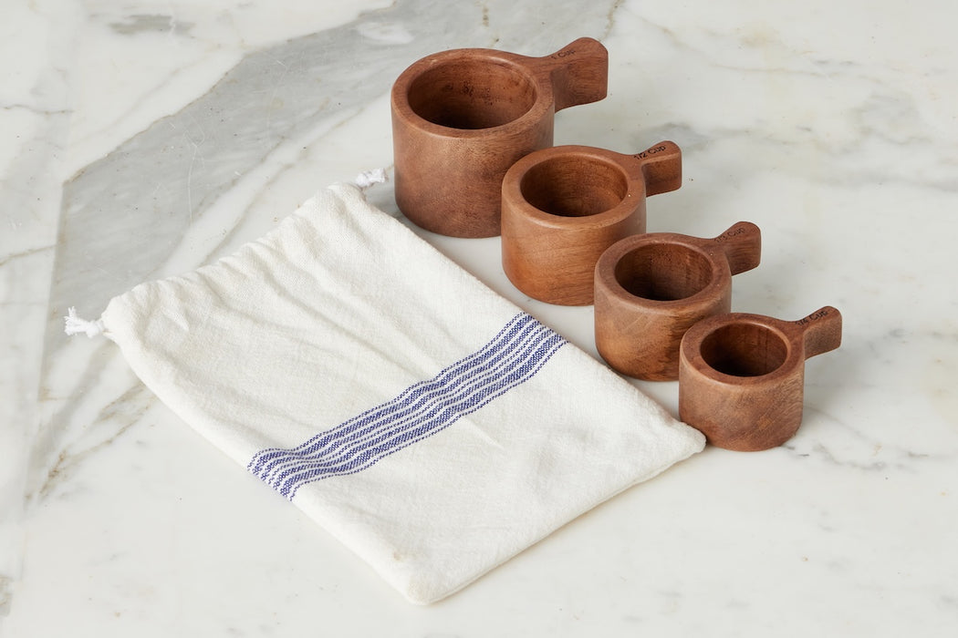 French Bistro Wood Measuring Cups, Set of 4