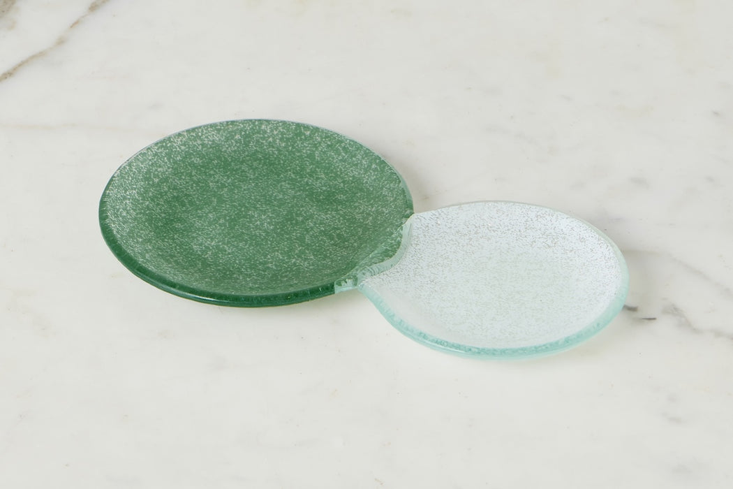 Glass Snack and Tea Duo Plate, Spruce Green