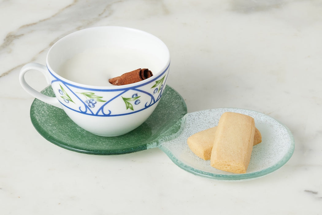 Glass Snack and Tea Duo Plate, Spruce Green