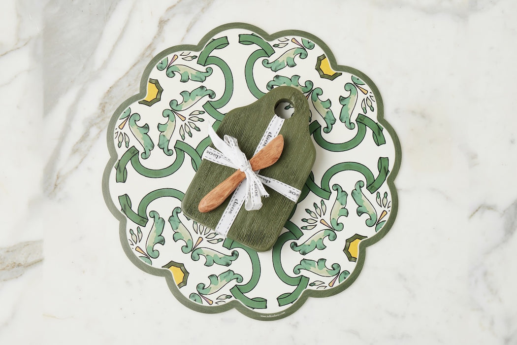 Dutch Cheese Board with Spreader, Small, Spruce Green