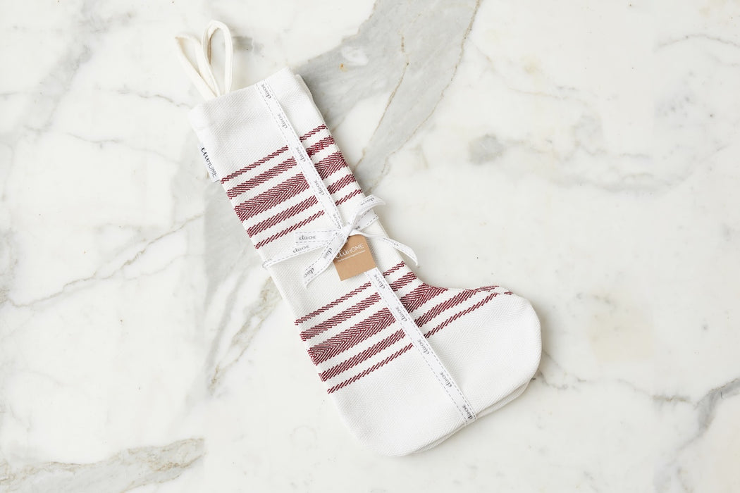 Holiday Stocking, Vintage Merlot Red Stripe, Set of 2