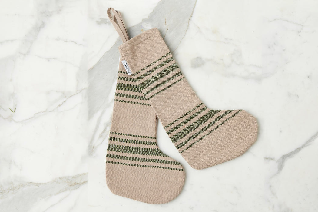 Holiday Stocking, Vintage Spruce Green Stripe, Set of 2
