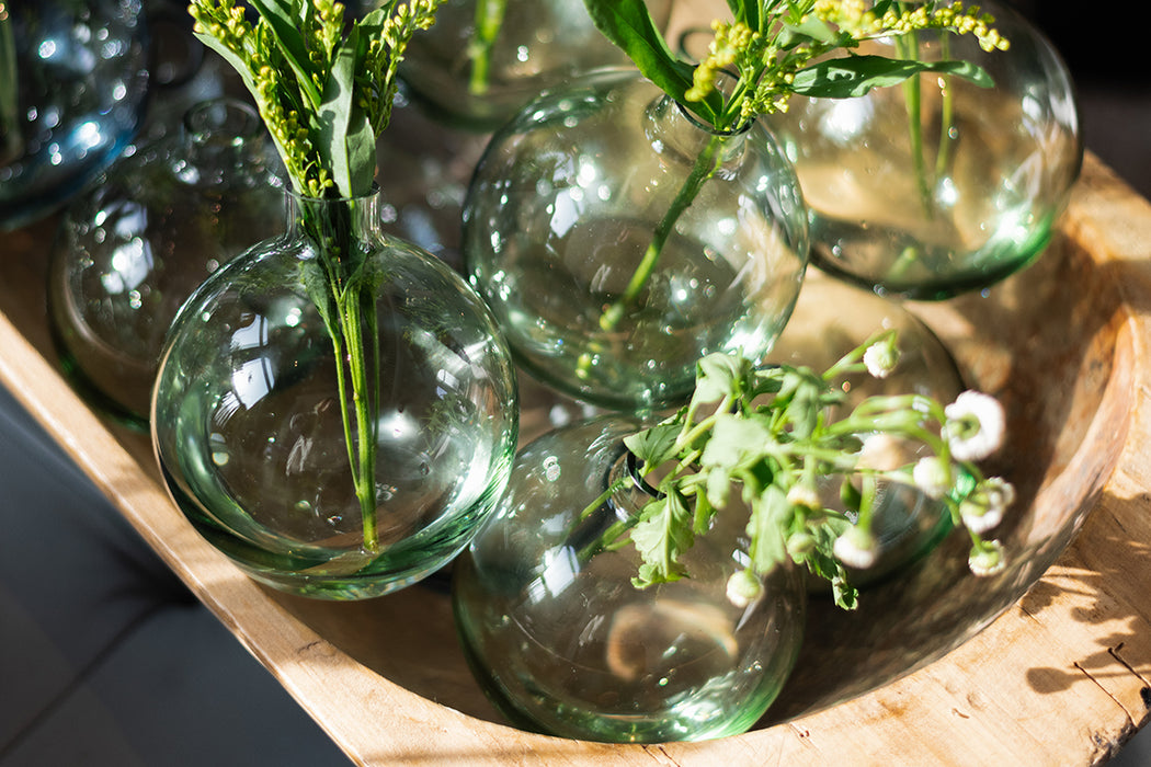 Glass Sphere Bud Vase, Sage Green