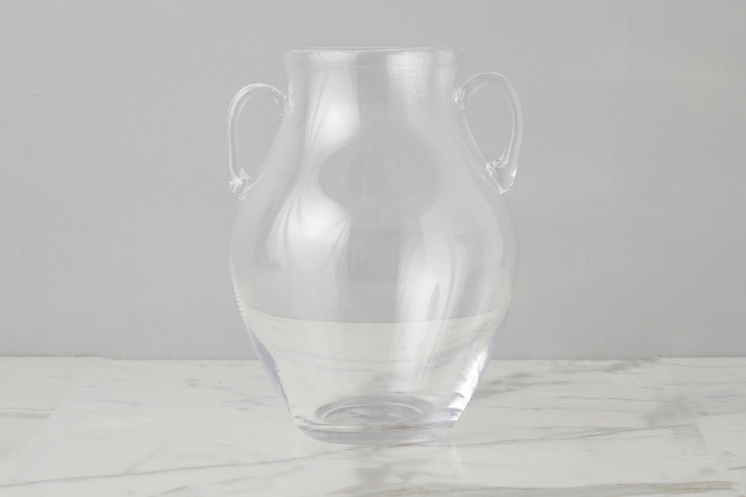 Clear Glass Amphora Flower Vase, Medium