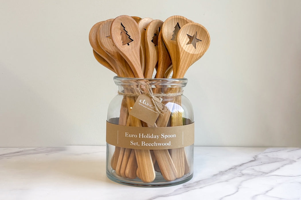 Euro Holiday Spoon Set, Beechwood