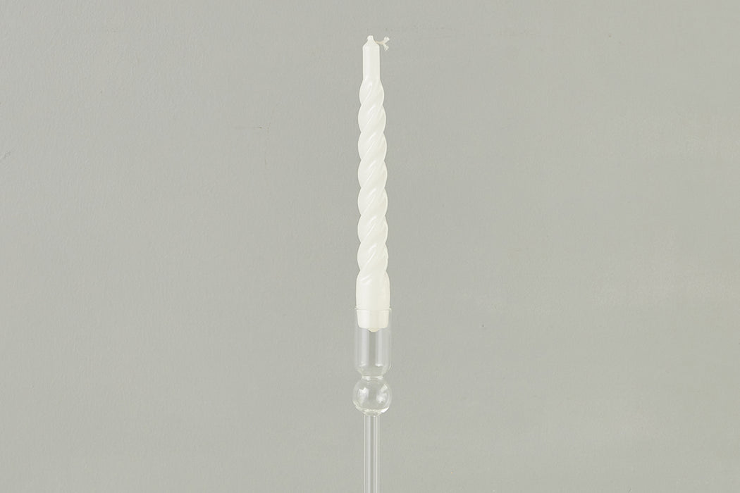 Lacquered Twisted Taper Candles, White, Set of 6