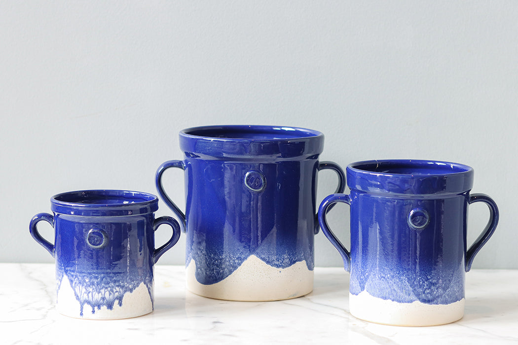 Blue Handthrown Crock