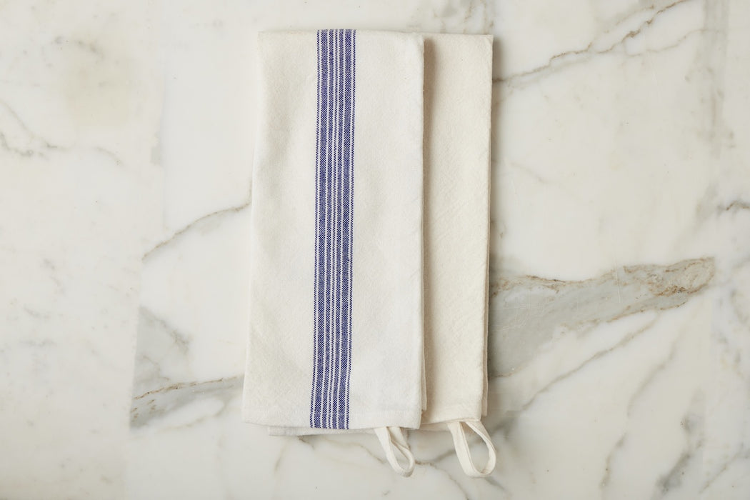 Kitchen Tea Towel, Vintage Navy Blue Stripe, Set of 2