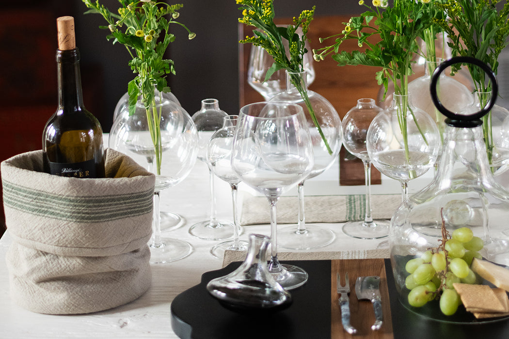 Bistro Bag, Vintage Spruce Green Stripe, Set of 2