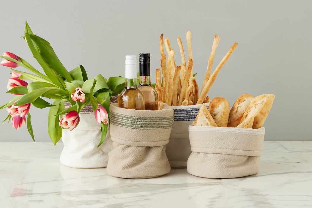 Bistro Bag, Vintage White Stripe, Set of 2