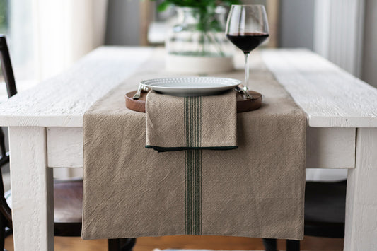 Table Runner, Vintage Spruce Green Stripe
