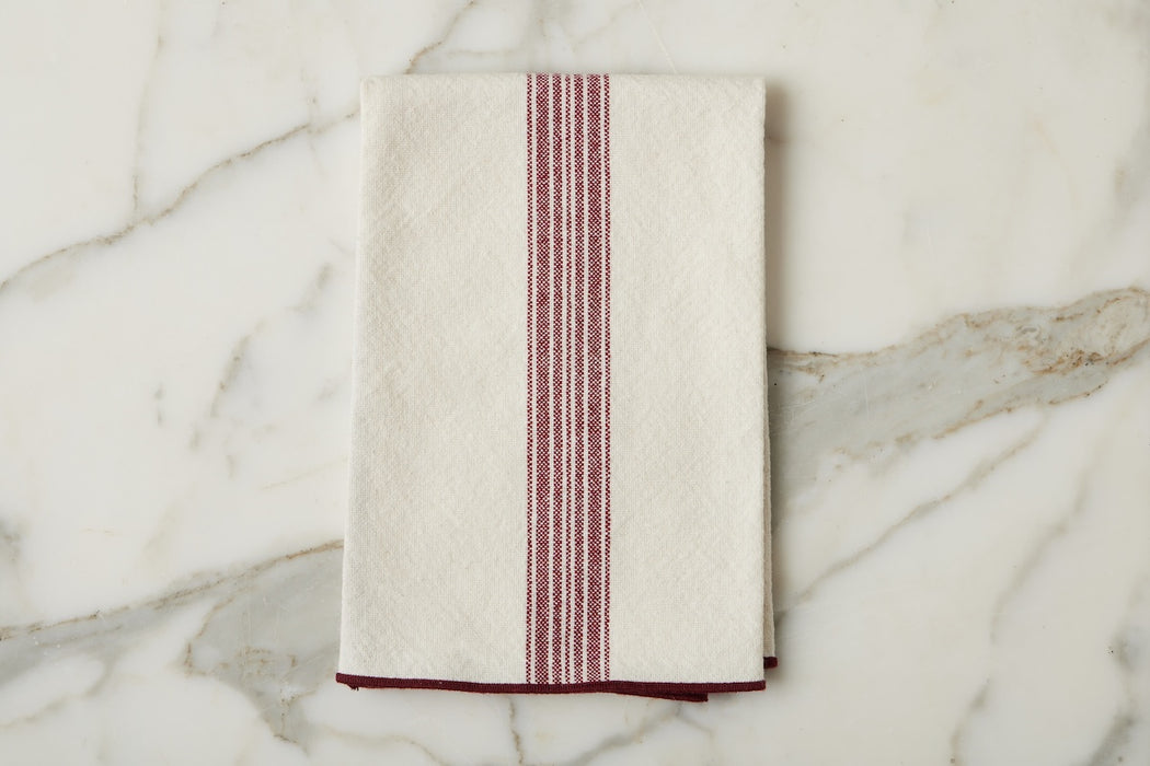 Dinner Napkins, Vintage Merlot Red Stripe, Set of 4