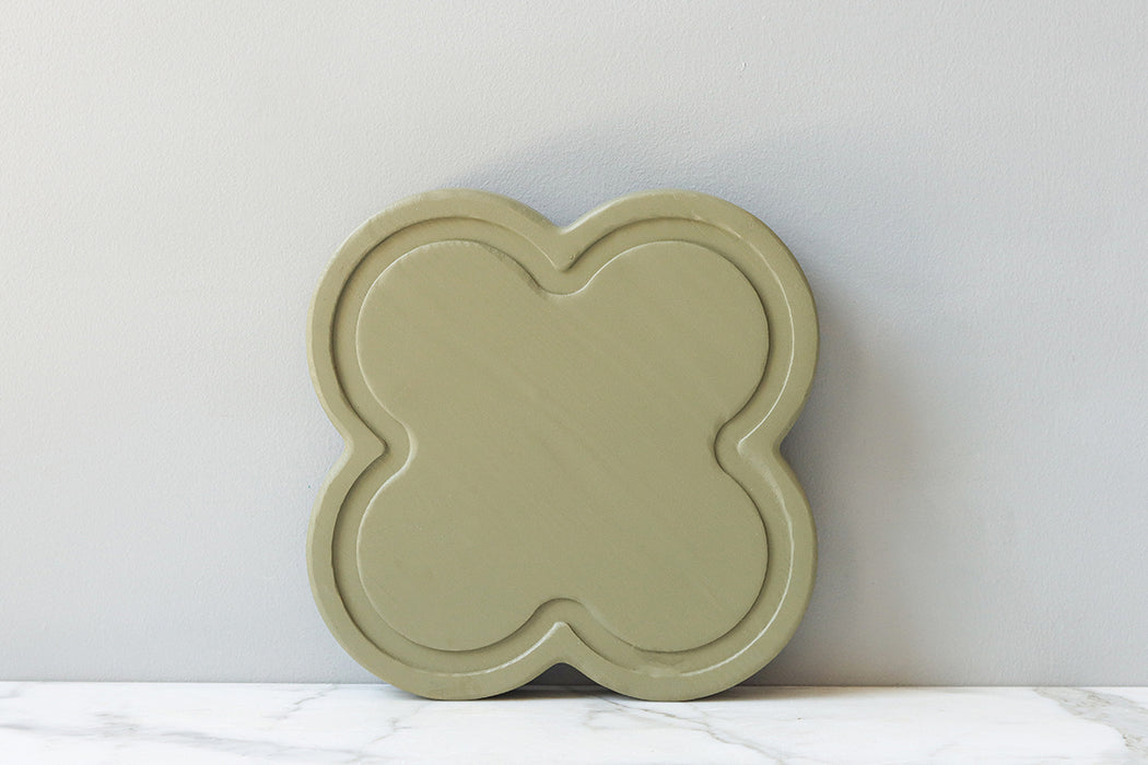 Quatrefoil Serving Board, Sage
