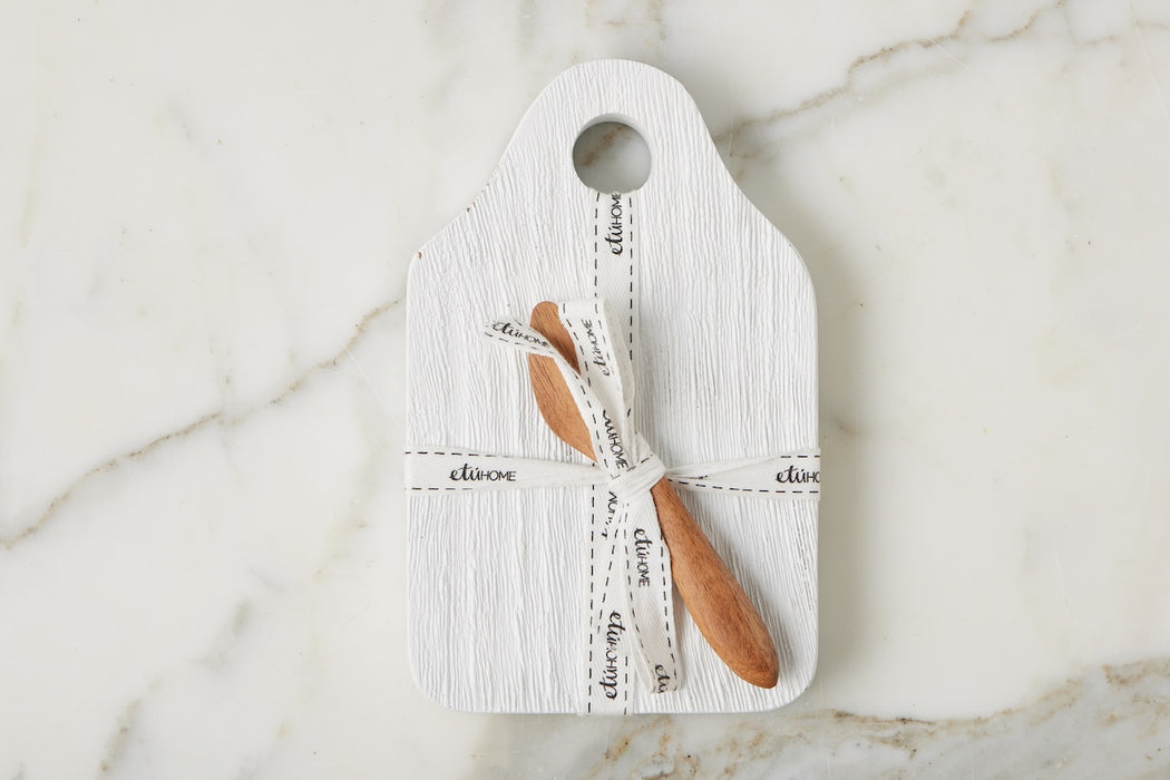 Dutch Cheese Board with Spreader, Small, White