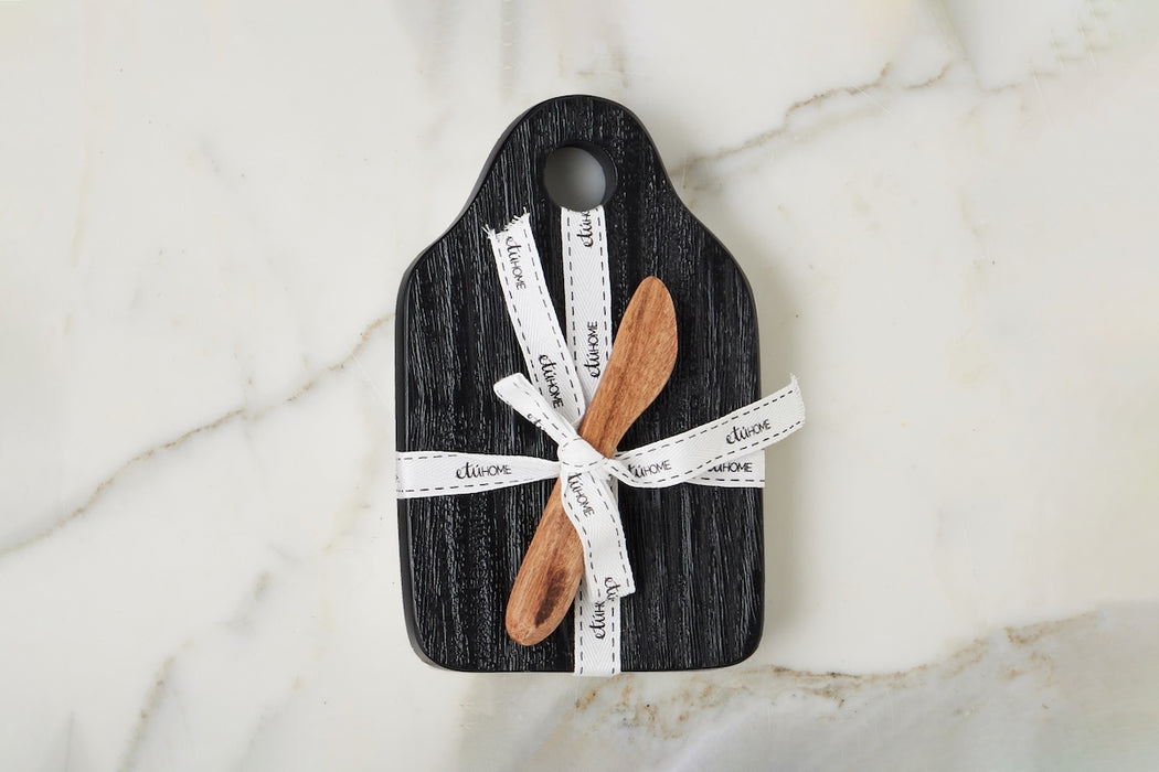 Dutch Cheese Board with Spreader, Small, Black