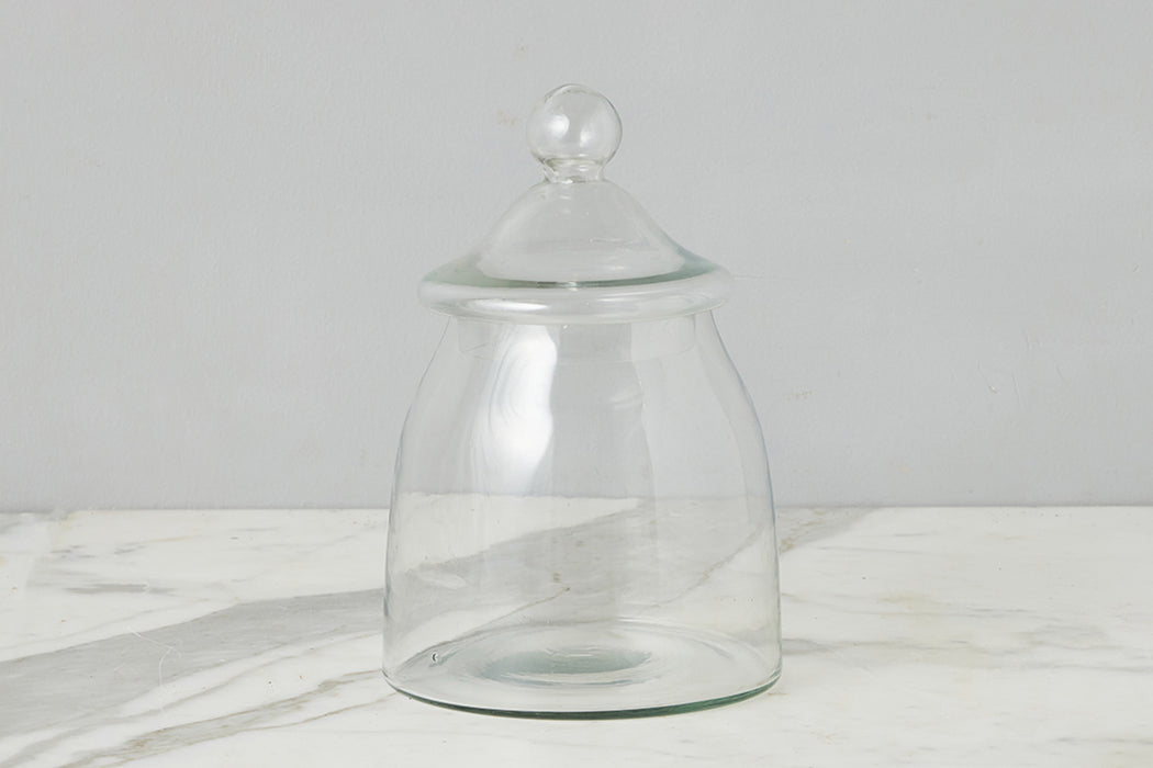 Vintage Glass Bon Bon Jar with Lid, Medium