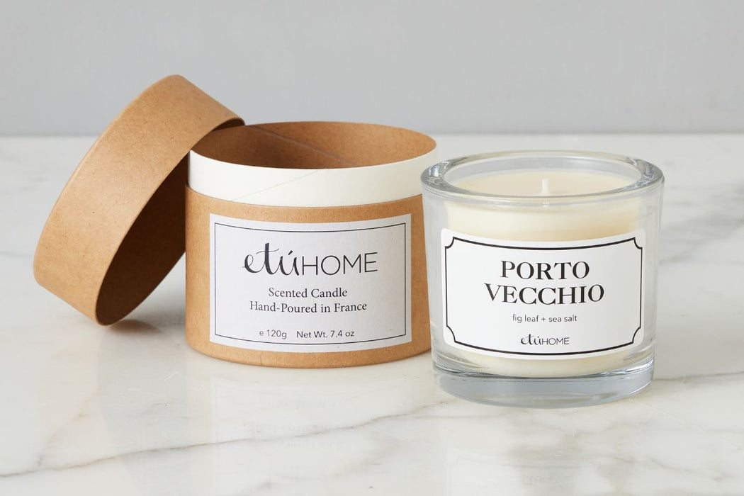 Hand-poured French Candle, Porto Vecchio scent, Fig Leaf and Sea Salt
