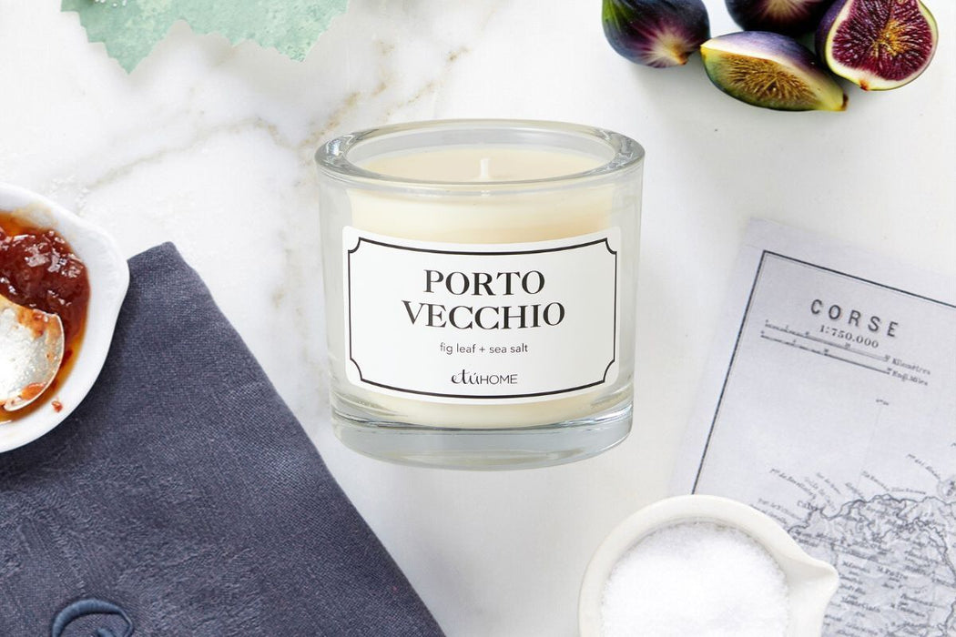 Hand-poured French Candle, Porto Vecchio scent, Fig Leaf and Sea Salt