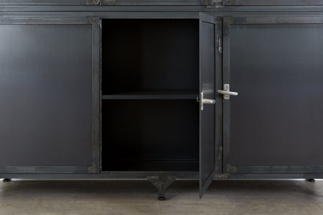 Black 3-Door Glass Storage Cabinet