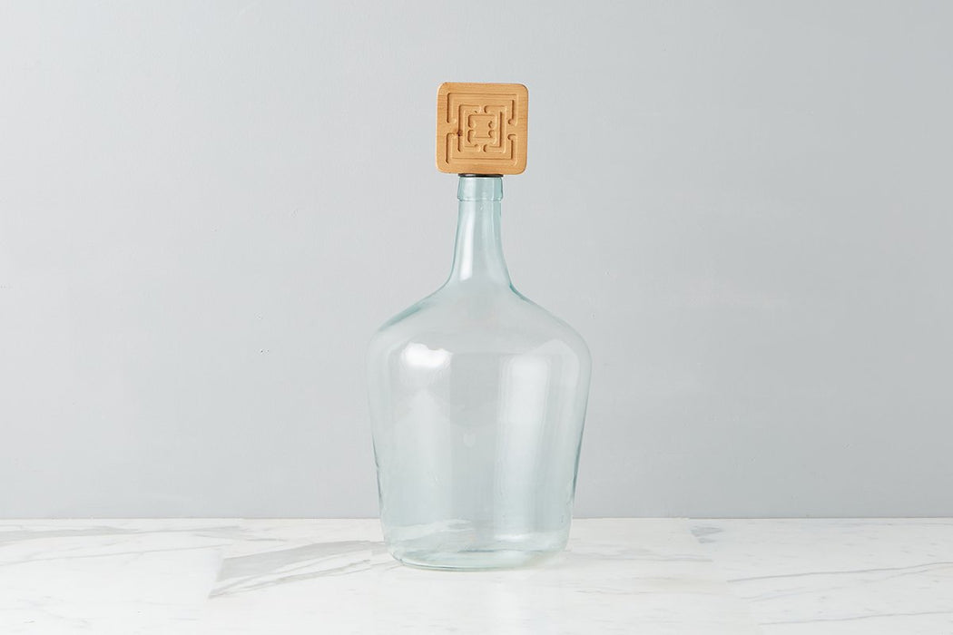 Glass Demijohn with Wood Topper, Medium