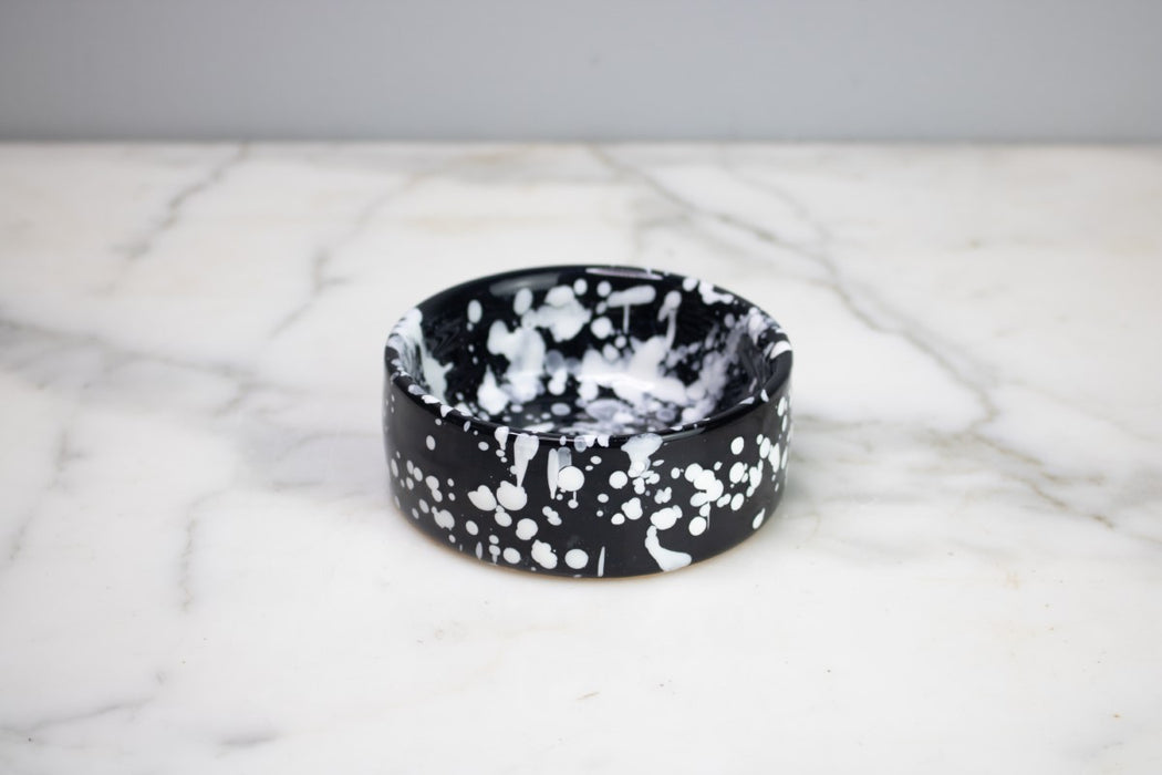 Pinch Pot, Black with White Splatter