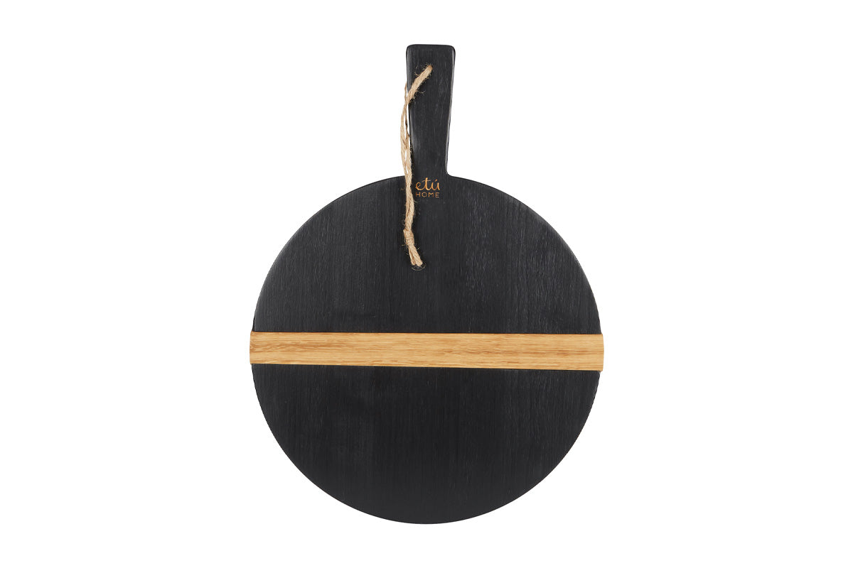 Mod Charcuterie Cheese Board, Small Round, Black