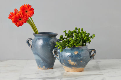 Vintage Inspired Confit Garden Pot, Small, Blue/Green