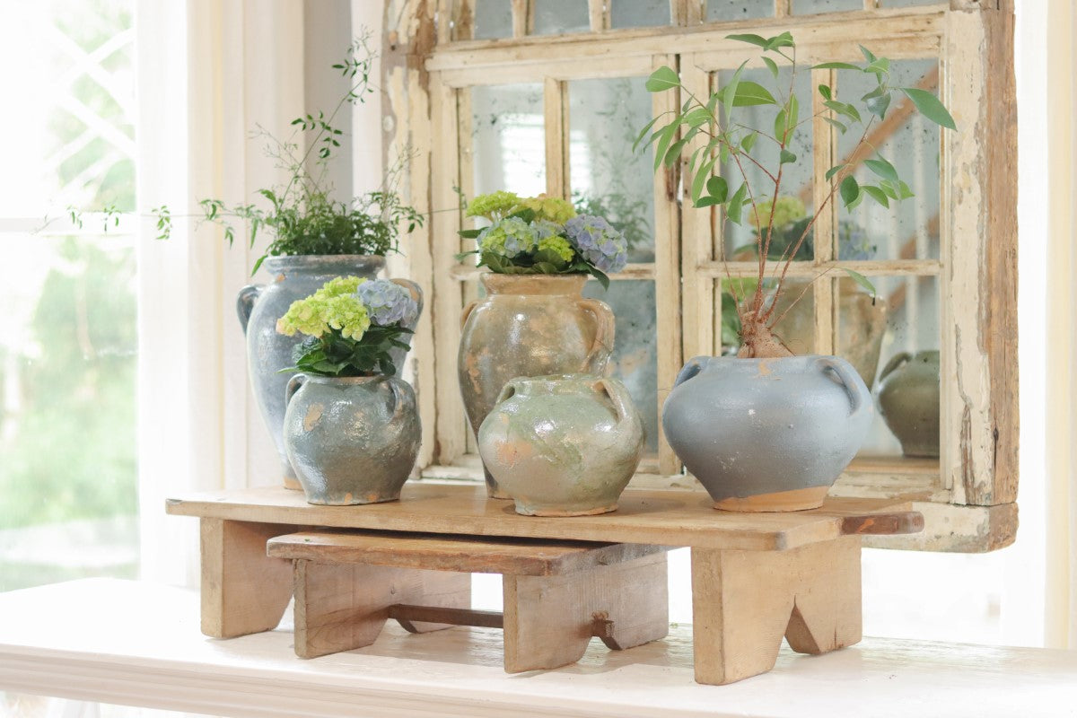Vintage Inspired Confit Garden Pot, Large, Blue/Green