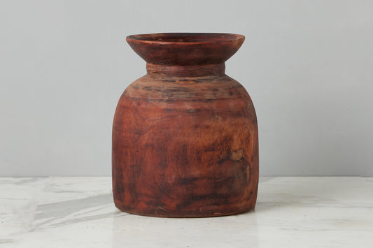 Vintage Wood Jug Vase, Large