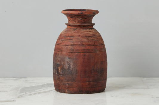 Vintage Wood Jug Vase, Medium
