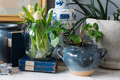 Vintage Inspired Confit Garden Pot, Small, Blue/Green