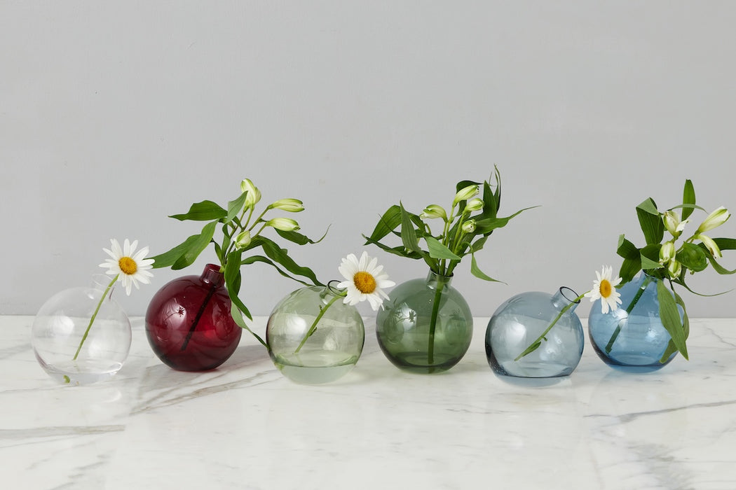 Glass Sphere Bud Vase, Navy Blue