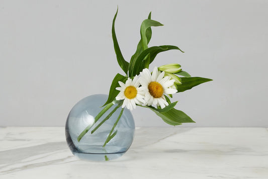 Glass Sphere Bud Vase, Denim Blue