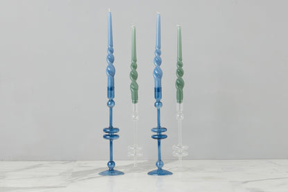 Clear Glass Candlestick Pair, Medium