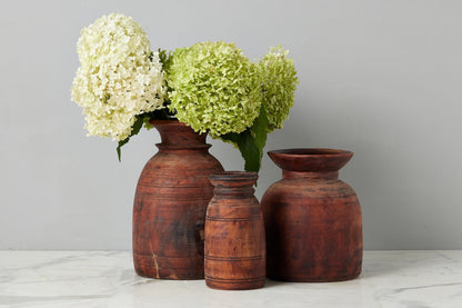Vintage Wood Jug Vase, Small