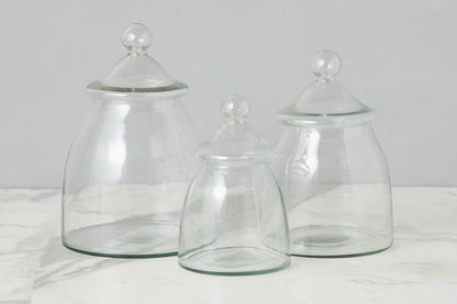 Vintage Glass Bon Bon Jar with Lid, Medium