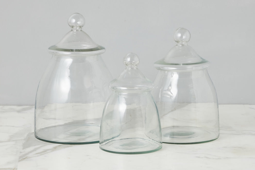 Vintage Glass Bon Bon Jar with Lid, Medium