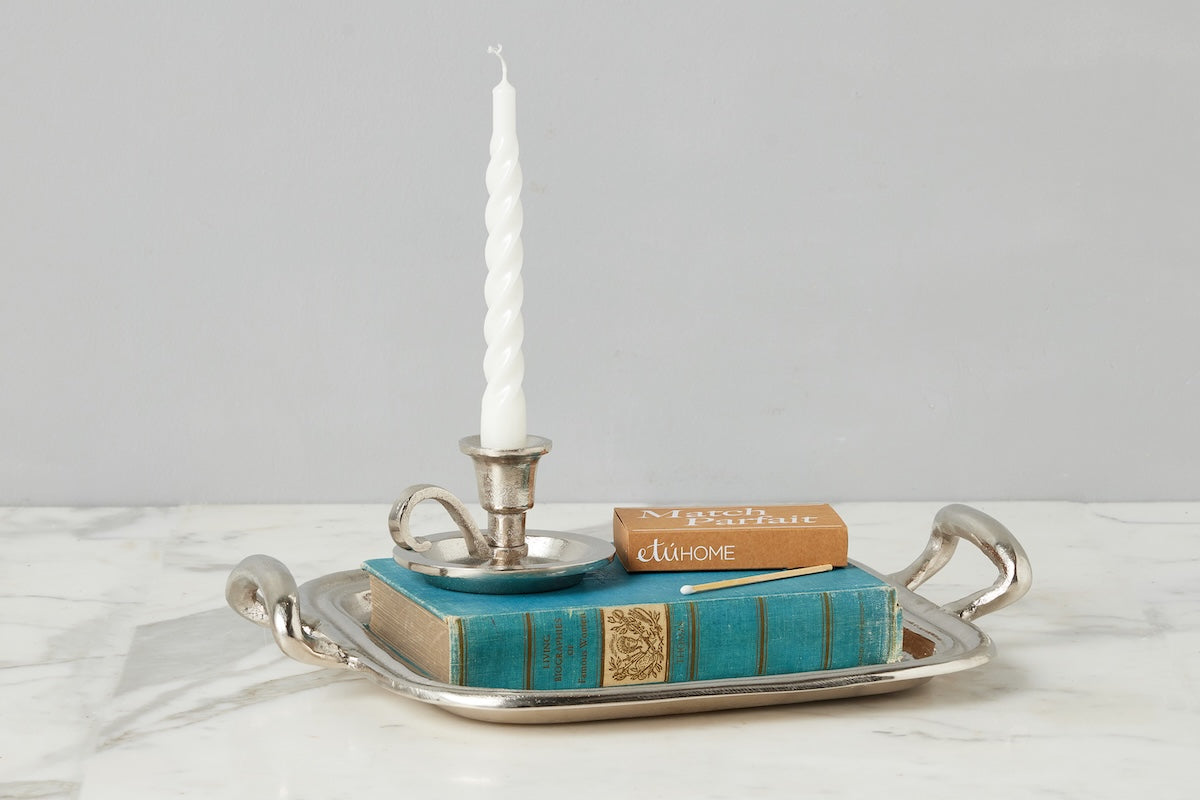 Chamberstick Candle Holder, Small, Silver