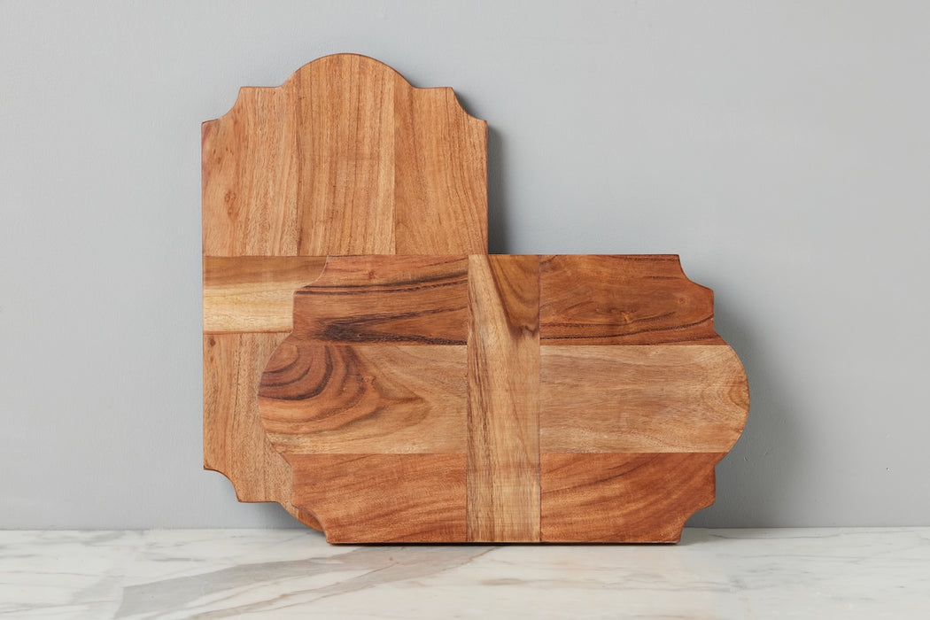 Trefoil Wood Cheese Board Charger, Natural, Set of 2