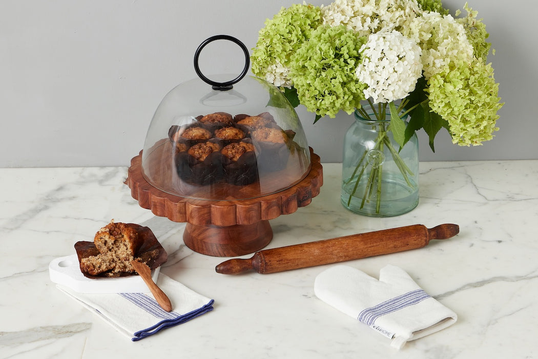Glass Dome Food Cover, Black Ring Handle, Large