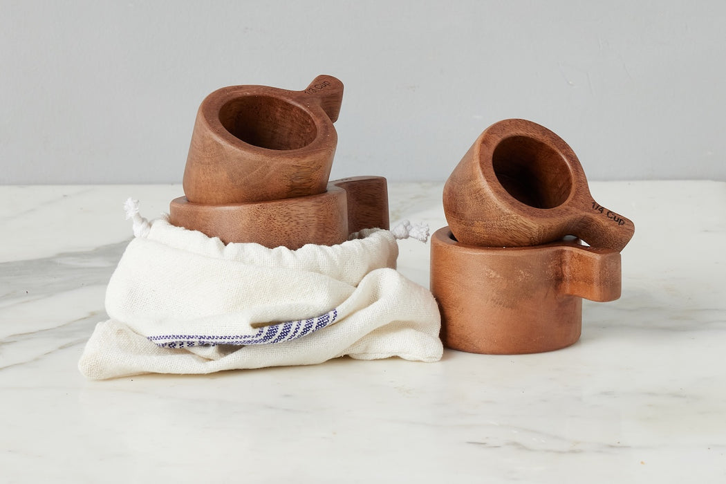 French Bistro Wood Measuring Cups, Set of 4