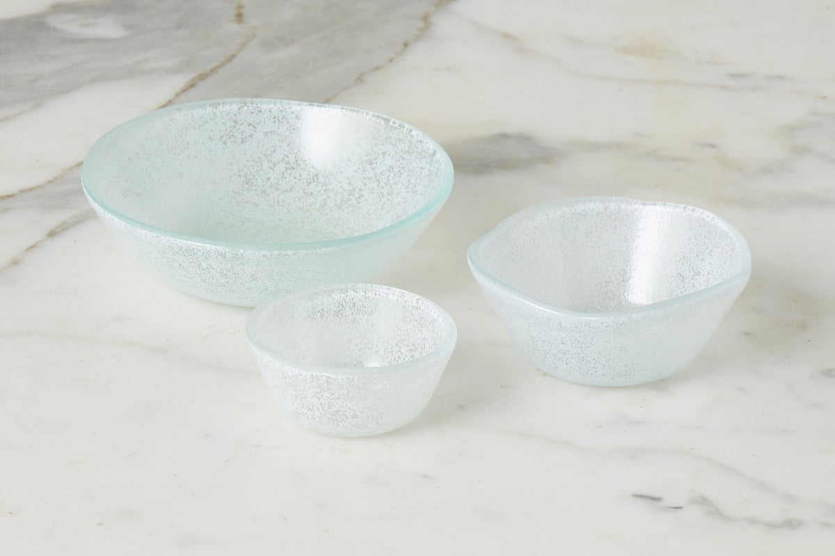 Glass Pinch Pots, Green Tones, Boxed, Set of 6