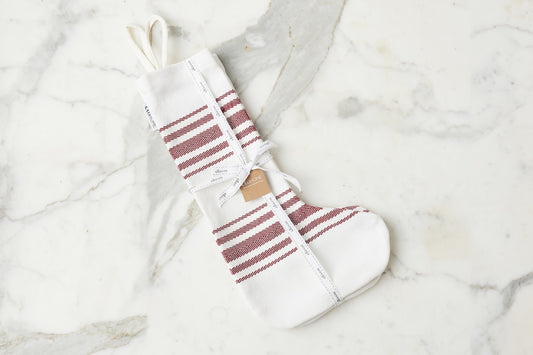 Holiday Stocking, Vintage Merlot Red Stripe, Set of 2