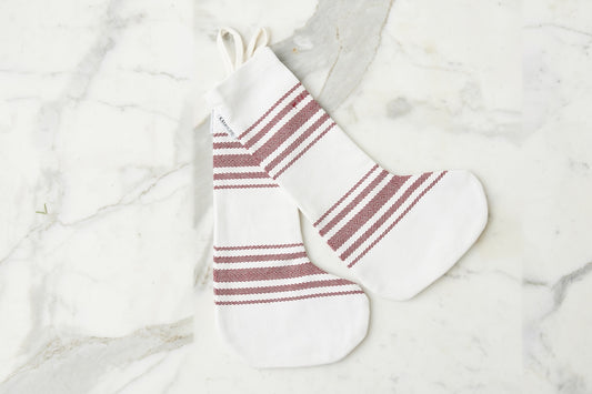 Holiday Stocking, Vintage Merlot Red Stripe, Set of 2