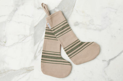 Holiday Stocking, Vintage Spruce Green Stripe, Set of 2